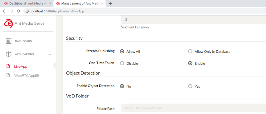 One-Time Token Settings for Secure Video Streaming