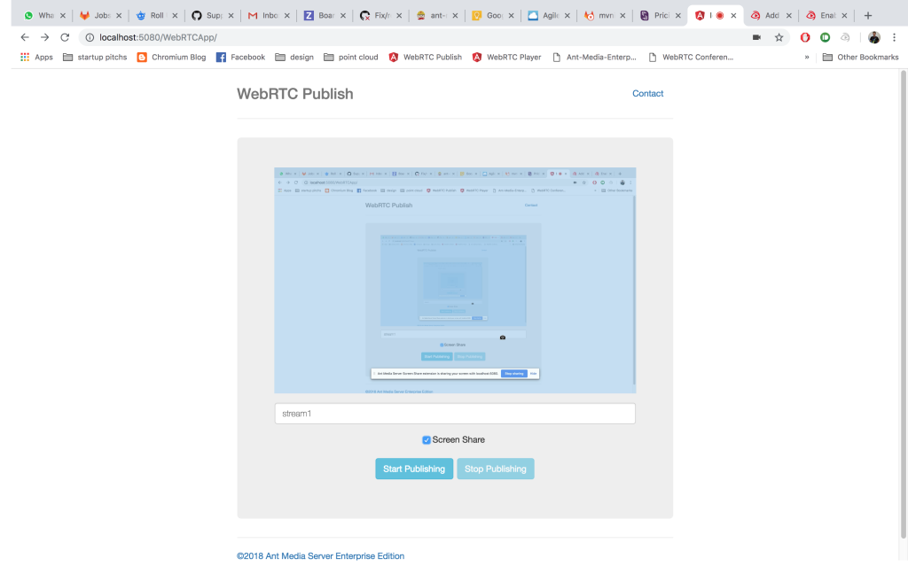 WebRTC Screen Sharing with ant media
