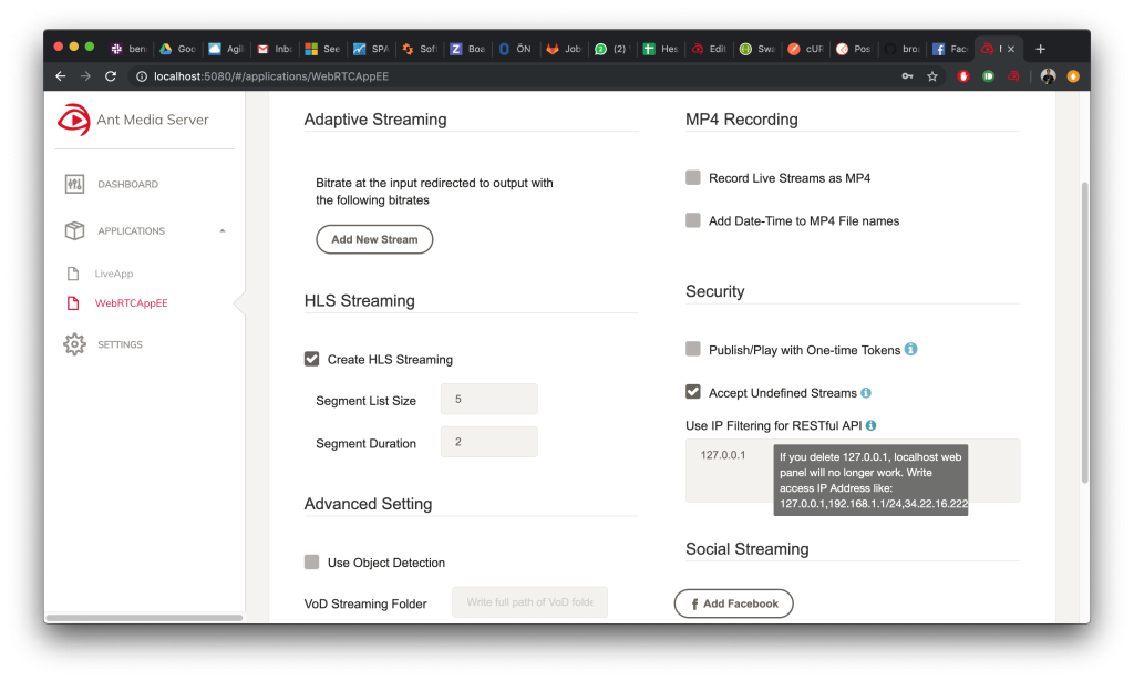 Ant Media Server Web Panel