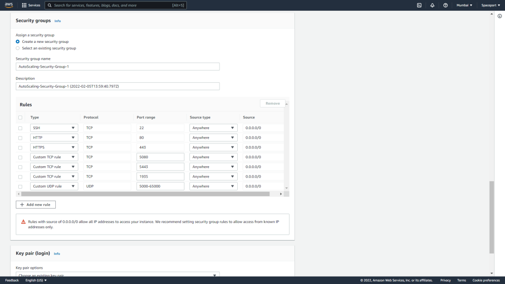 Auto scaling security group