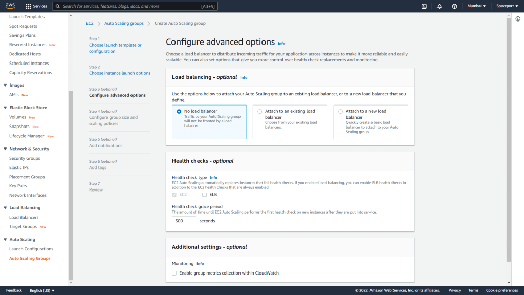 Autoscaling group advance options