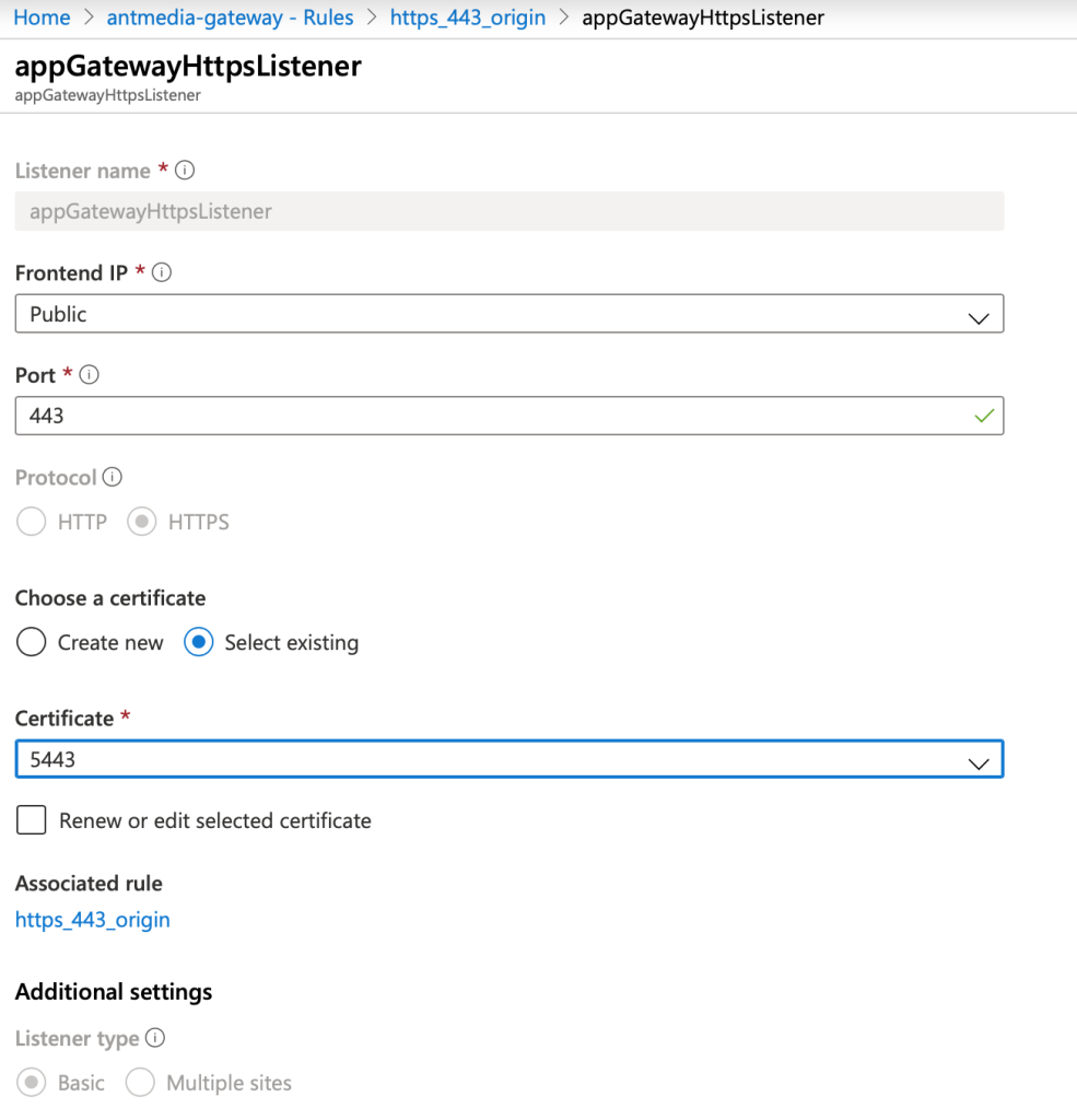 Use the certificate previously uploaded for the listener which is created for the https_443_origin rule