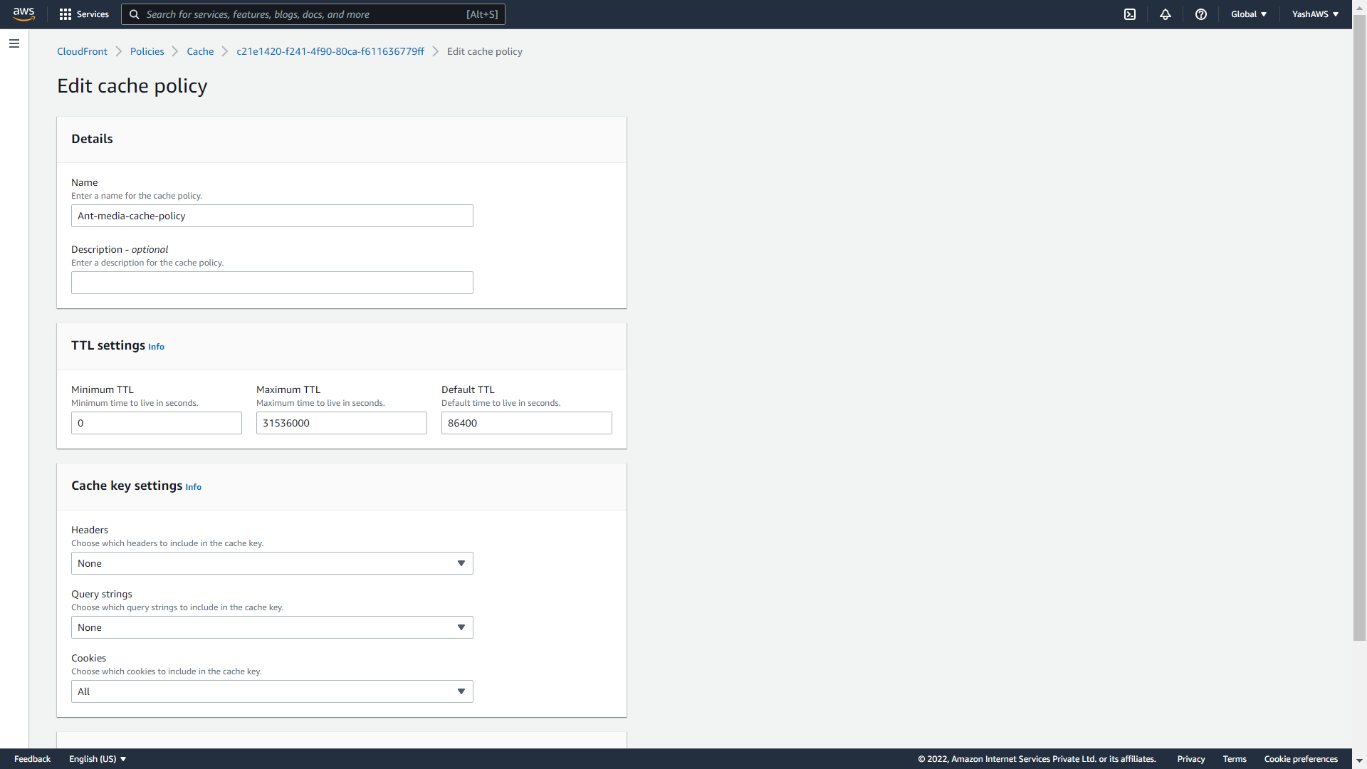 Cloudfront cache policy