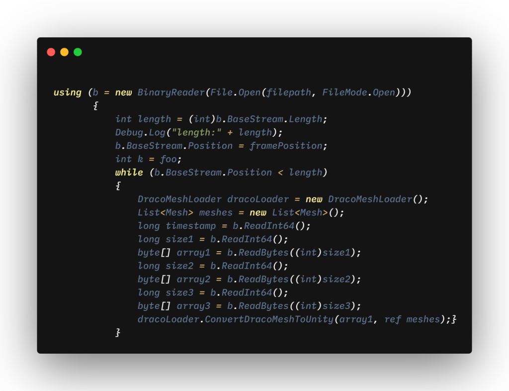 Decode Mesh From Volumetric Video Container