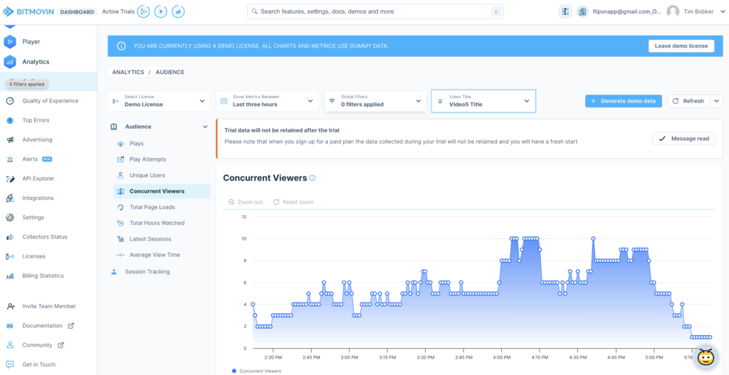 streaming analytics on Bitmovin