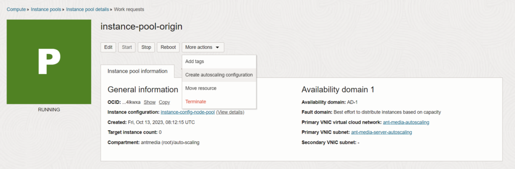 set up auto scaling for streaming services on oracle cloud