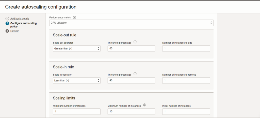 autoscaling policy on oracle cloud for ant media server