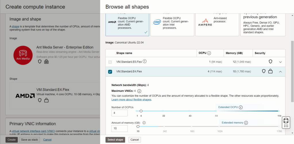 set up your ant media server on oracle cloud dashboard