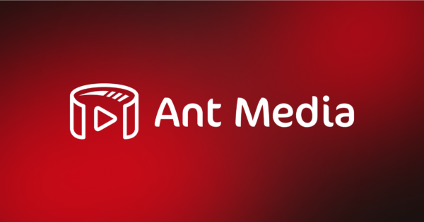 Ant Media Server logo with white letters and red gradient background