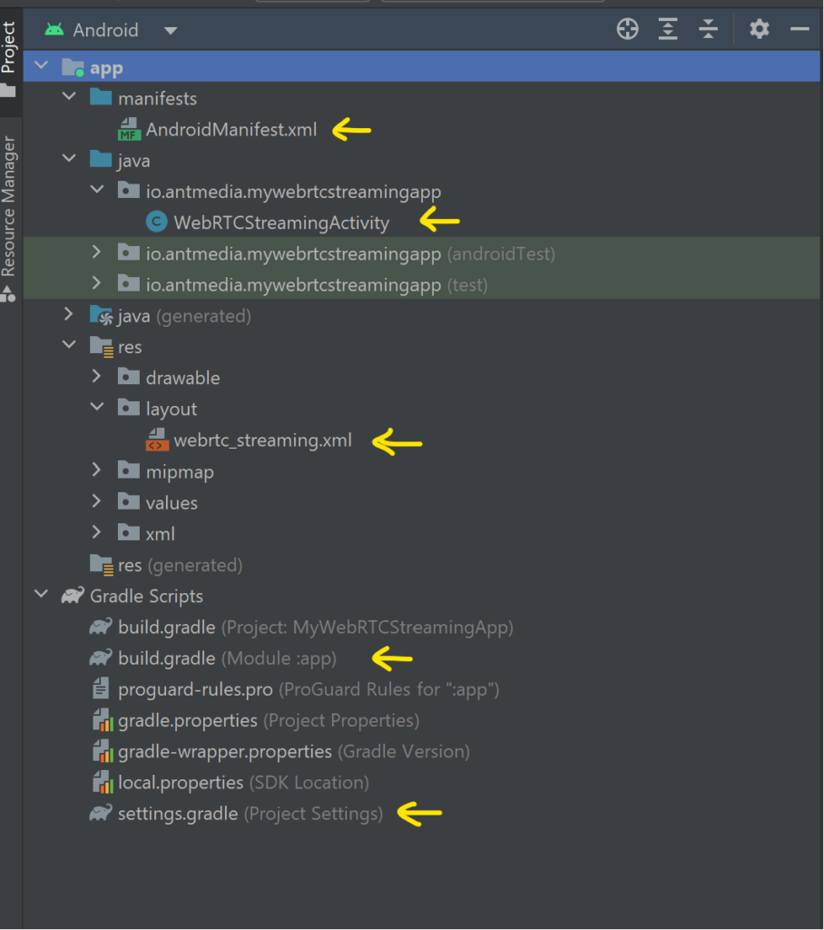 webrtc-android-streaming-application-structure